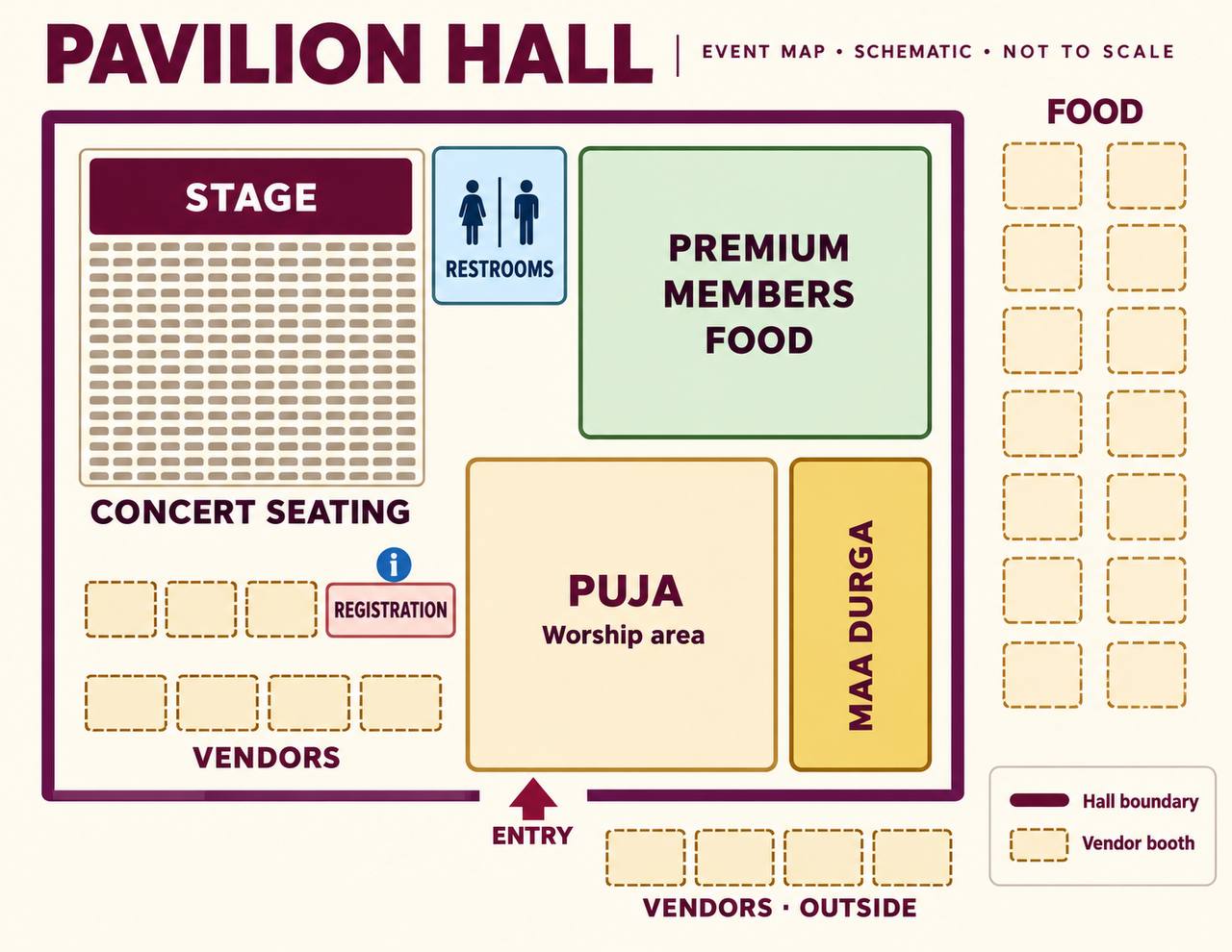 Approved Pavilion Hall map. Tap to view full screen.